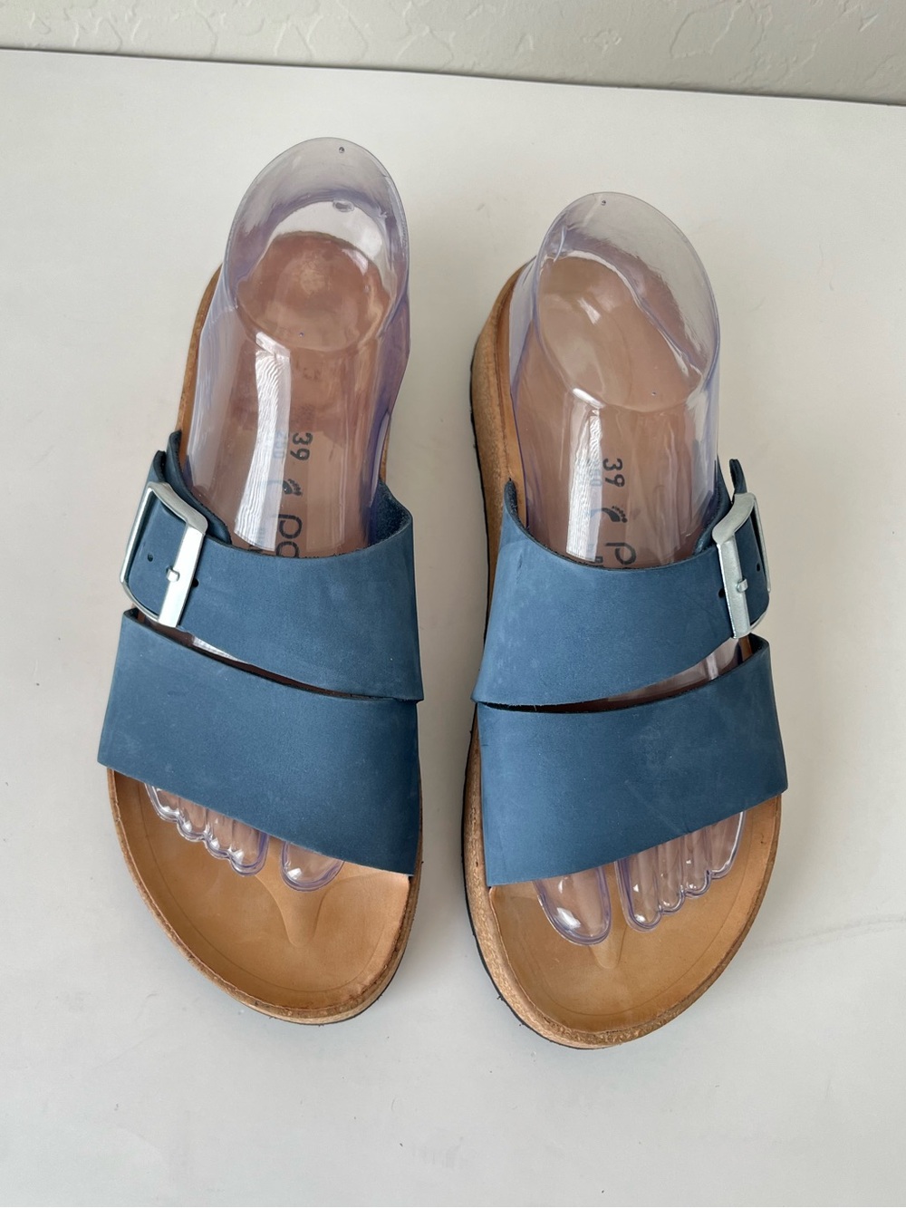 Birkenstock Papillio Almina Two-Strap Slide leather Sandals blue 39 US8 - Picture 6 of 12